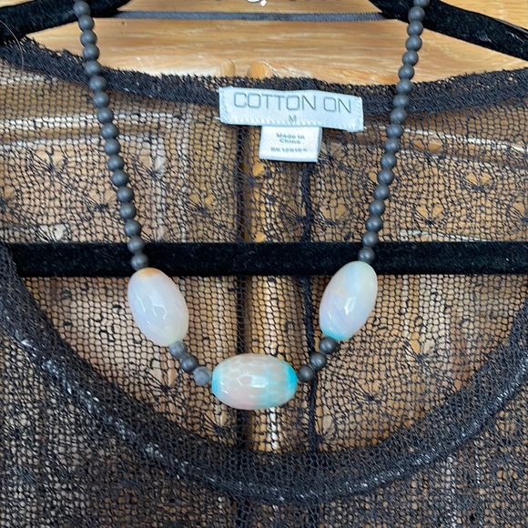 🌺 COTTON ON; Black Sheer Top/Swim Cover-Up/with Unique Design. Misses Sz. Med! - Picture 2 of 10